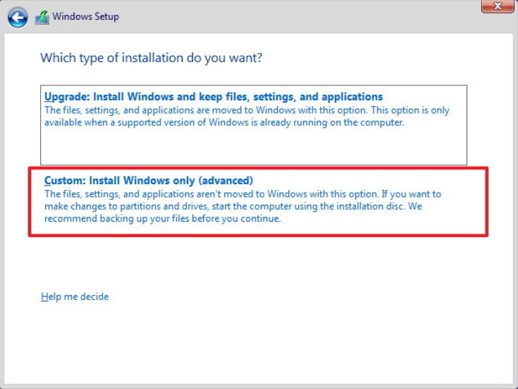 Установка Windows 10 расширенный режим